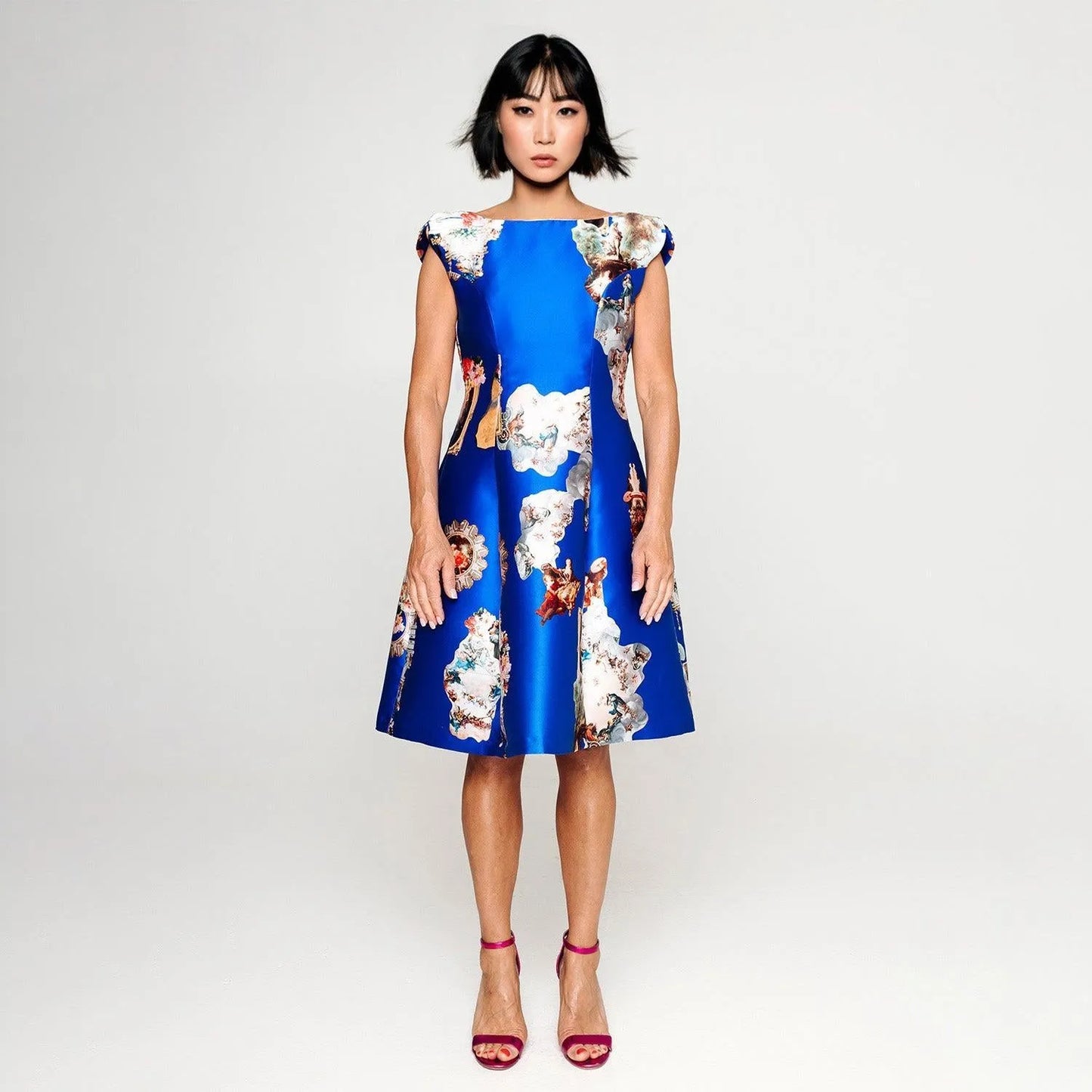 Sicily royal blue midi dress printed
