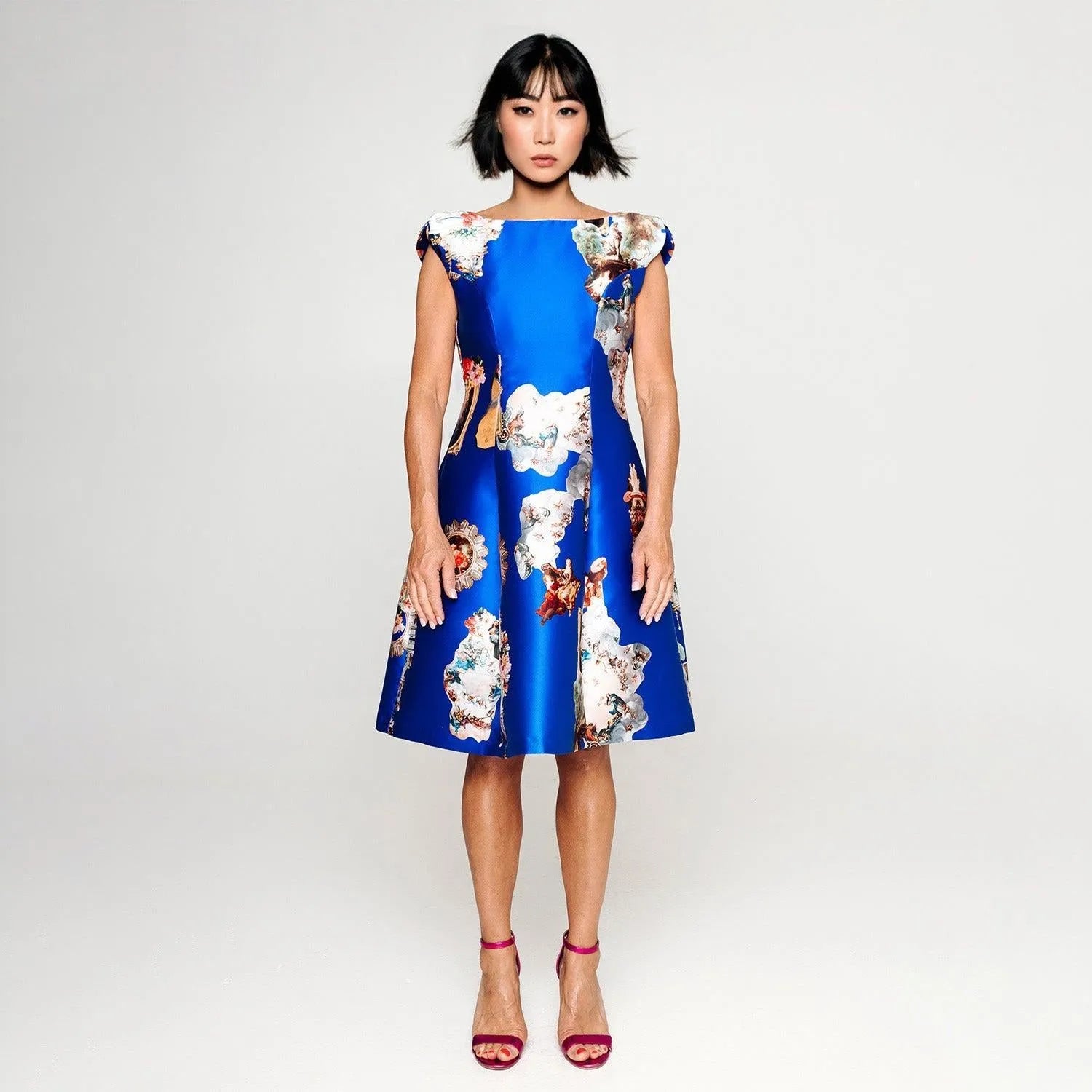 Sicily royal blue midi dress printed