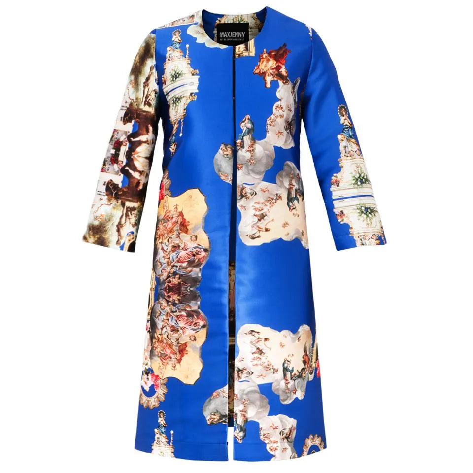 Sicily royal blue occasioncoat printed