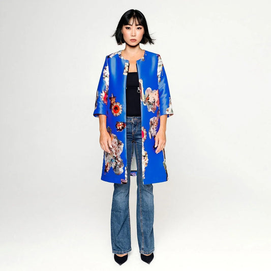 Sicily royal blue occasioncoat printed