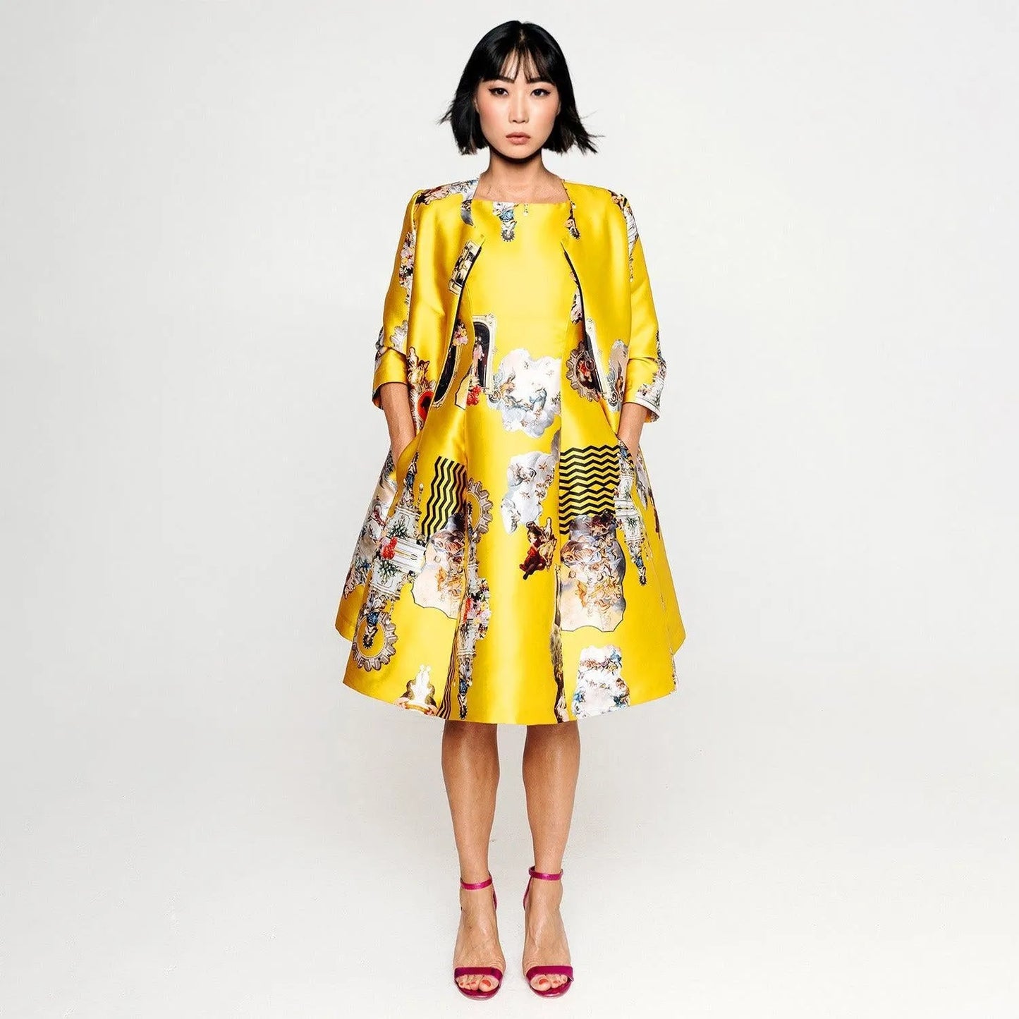 Sicily yellow occasioncoat printed