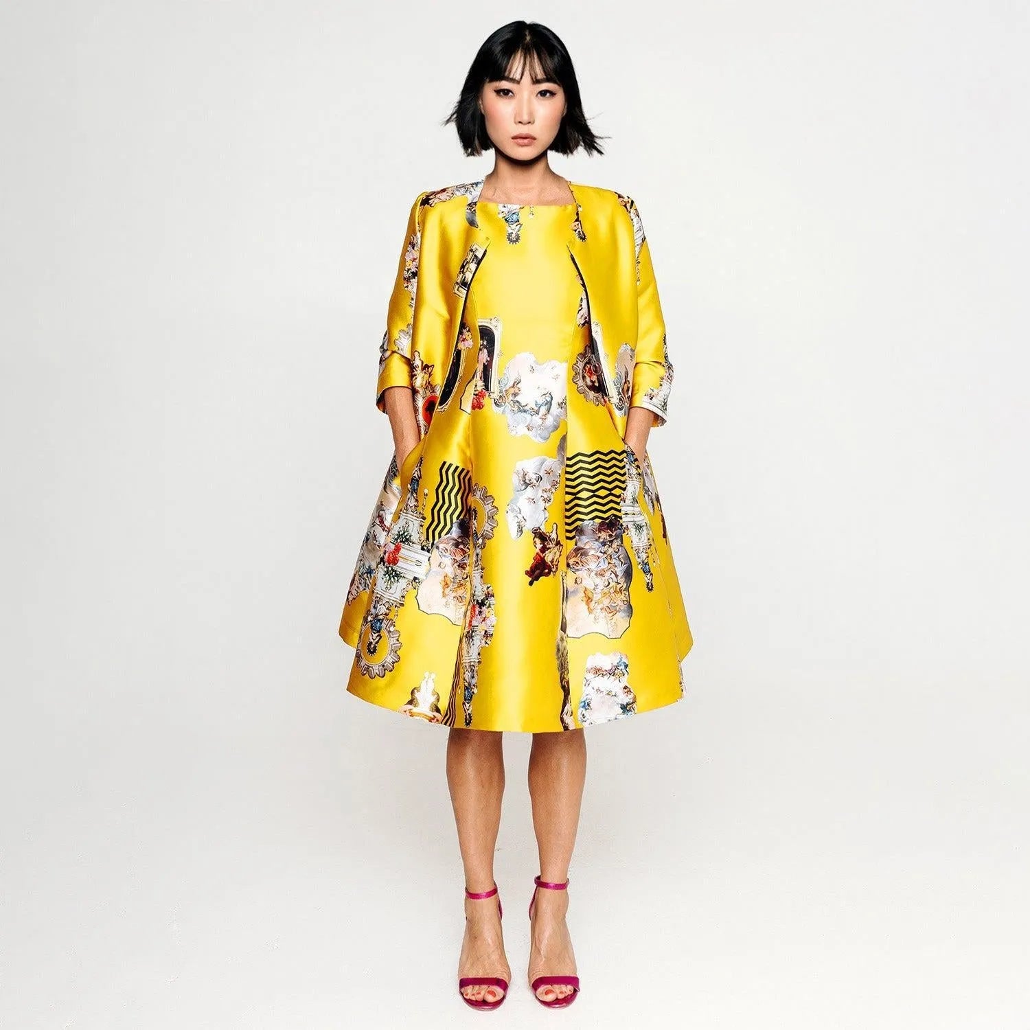 Sicily yellow occasioncoat printed