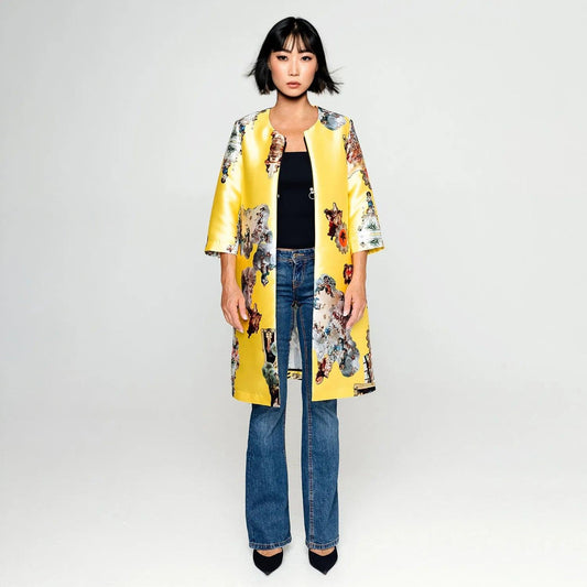 Sicily yellow occasioncoat printed
