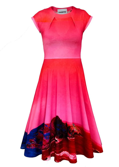 Sporty Dress - Red Blue Landscape
