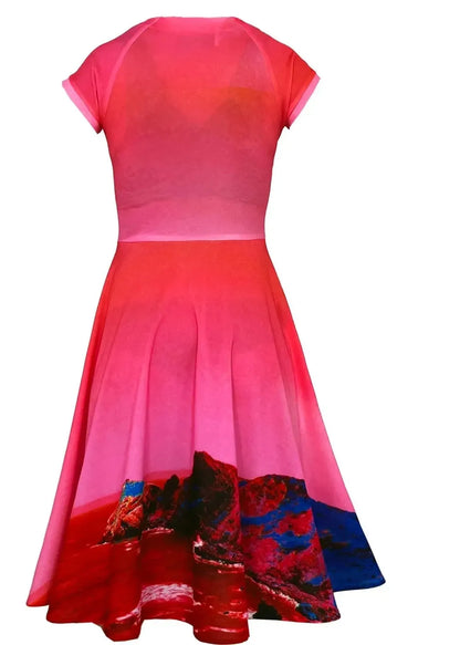 Sporty Dress - Red Blue Landscape