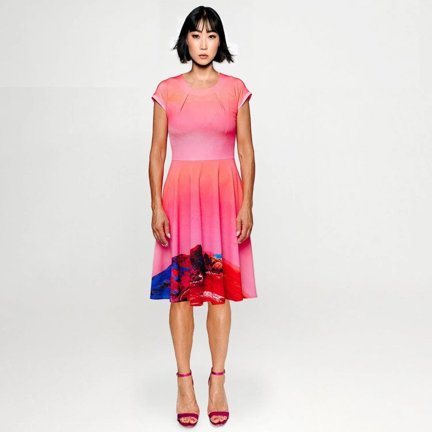 Sporty Dress - Red Blue Landscape