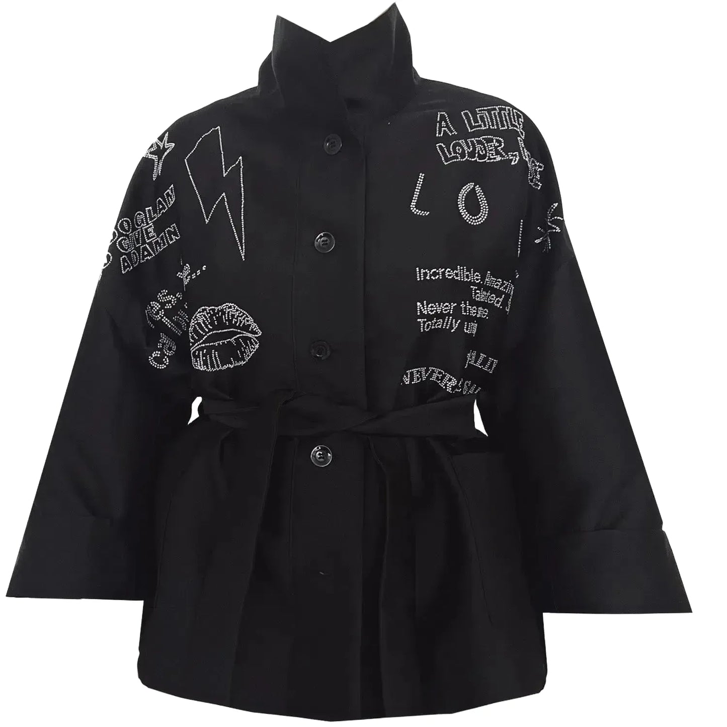 Square Boxy Jacket - Black with Swarovski Details