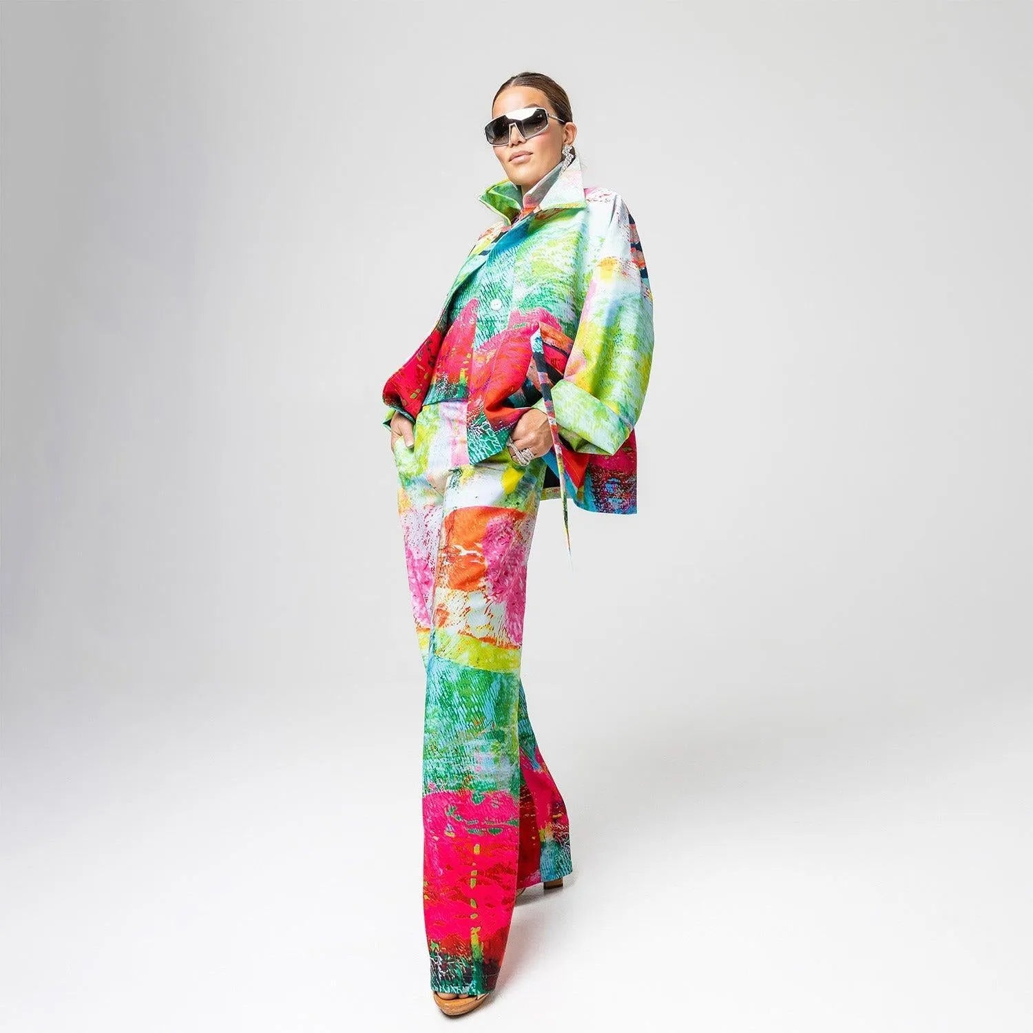 Square Boxy Jacket - Mother Pink Red Green