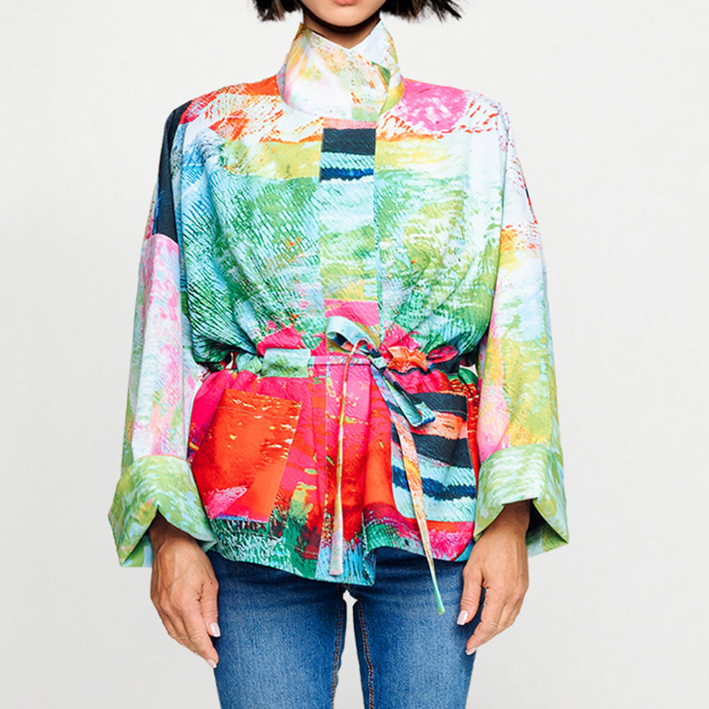 Square Boxy Jacket - Mother Pink Red Green