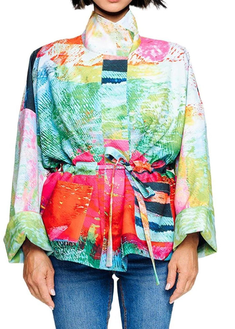 Square Boxy Jacket - Mother Pink Red Green