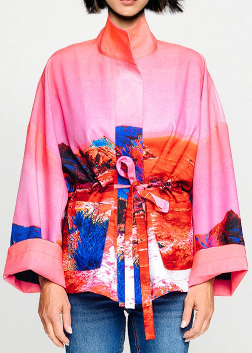 Square Boxy Jacket - Red blue landscape
