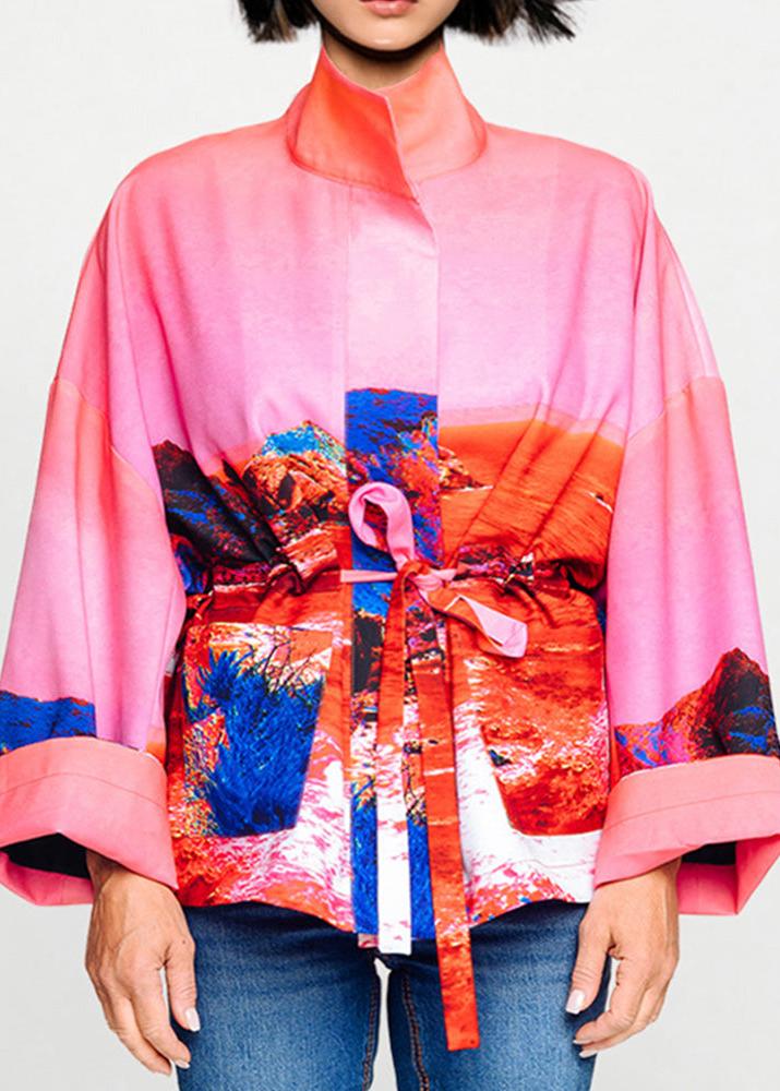 Square Boxy Jacket - Red blue landscape