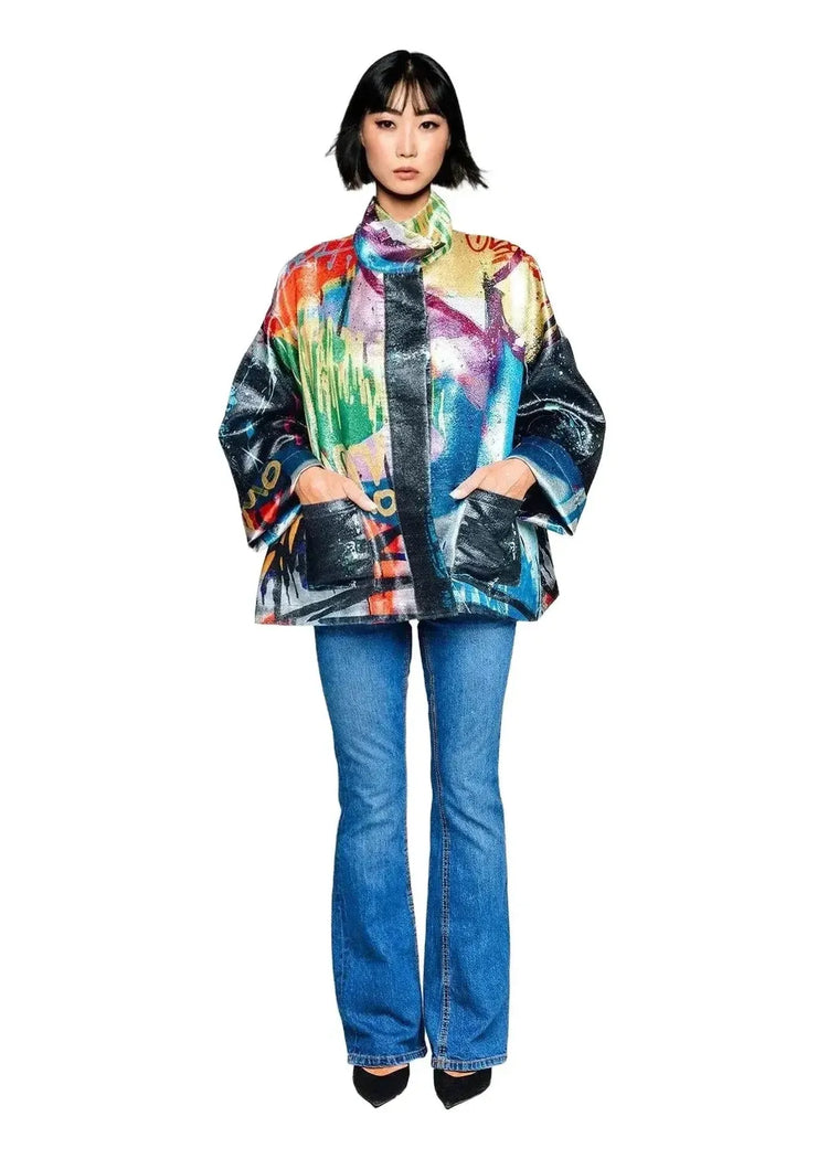 Square Boxy Jacket - Street Art