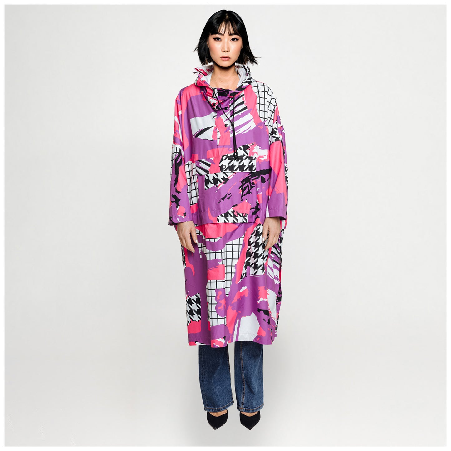 Square Regnponcho – Arty Pink Purple | maxjenny!