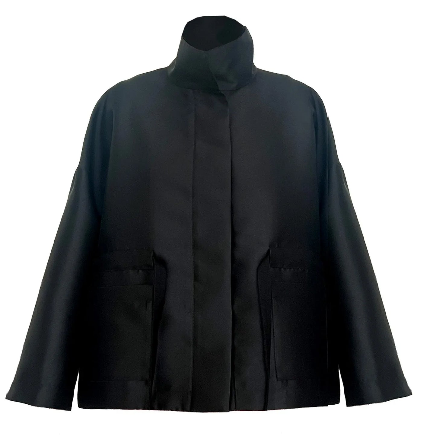 Square boxy Jacket outer/outdoor black wool