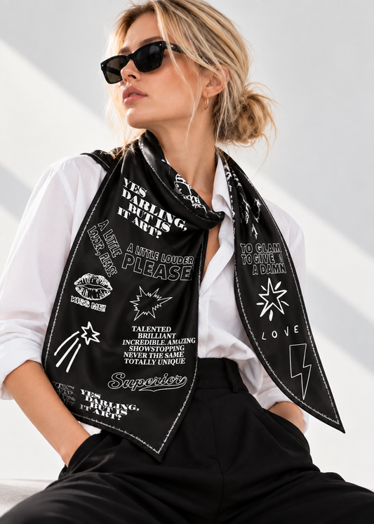 Scarf - Black with Swarovski Details