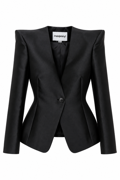Skulpturel blazer med spidse skuldre – Sort