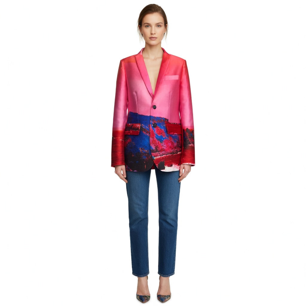 Tailored Blazer - Red Blue Landscape