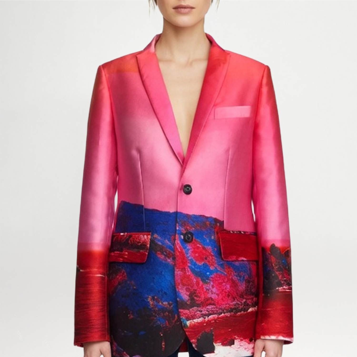 Tailored Blazer - Red Blue Landscape