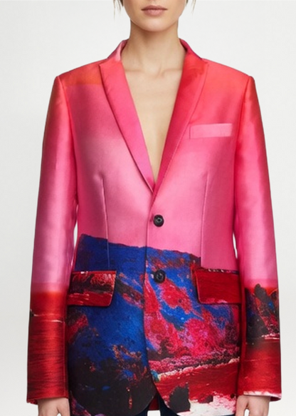 Tailored Blazer - Red Blue Landscape