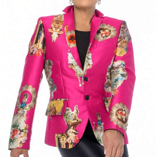 Taillierter Blazer – Sicily Pink gemustert | maxjenny!