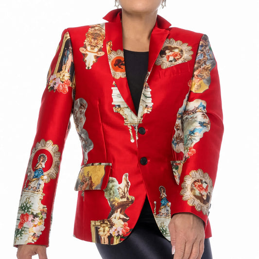 Taillierter Blazer – Sicily Rot gemustert | maxjenny!