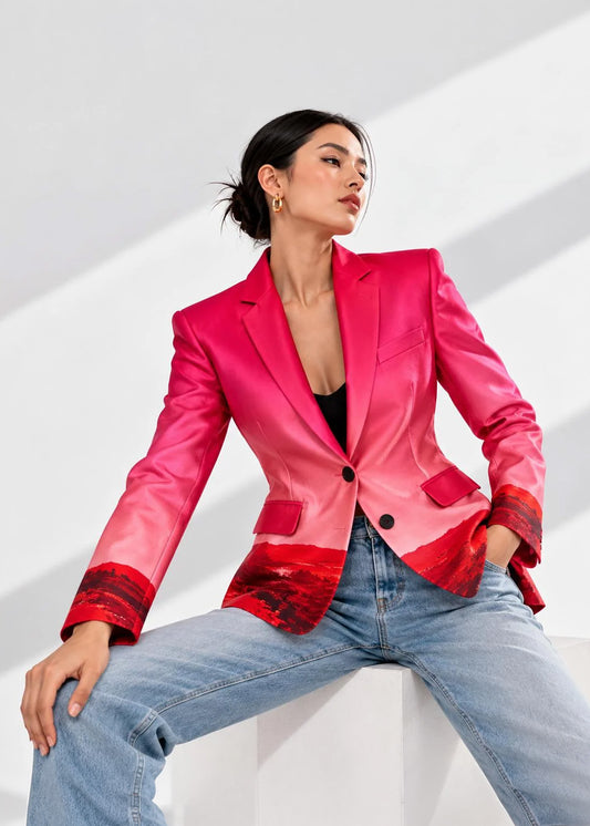 Taillierter Blazer Damen - Rot Landscape
