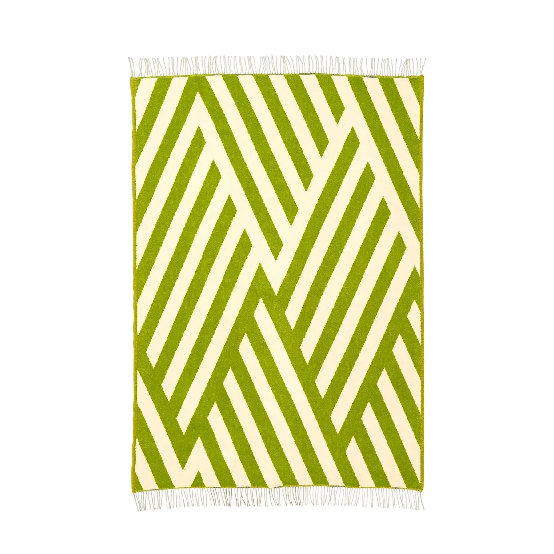 Tangent - lambswool blanket, Pea/cream