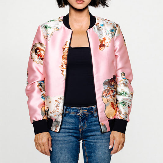 Unisex bomber Pink Sicily printed