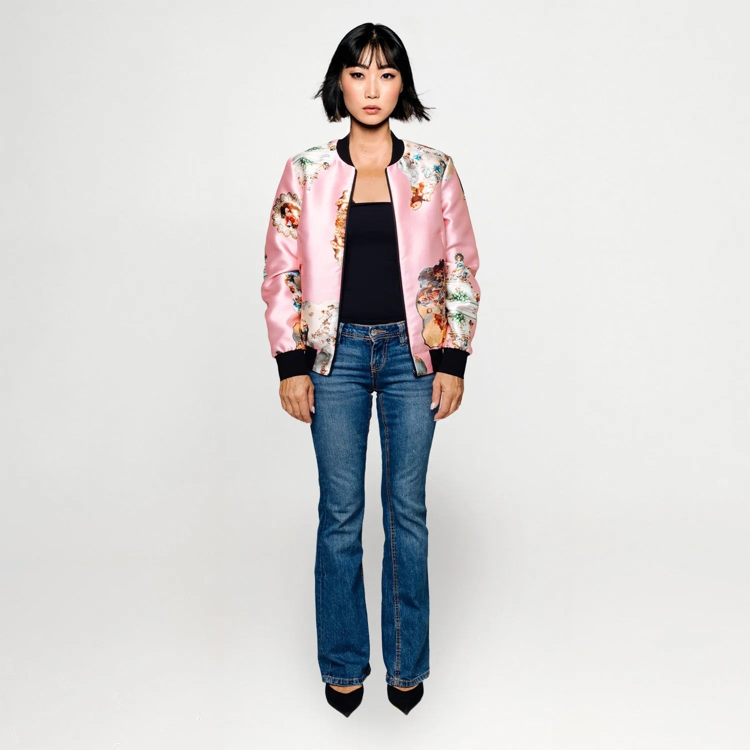 Unisex bomber Pink Sicily printed