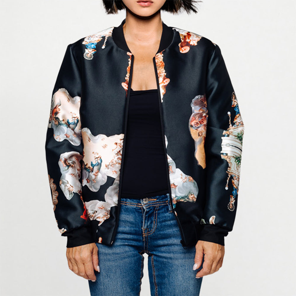 Unisex bomber black Sicily printed
