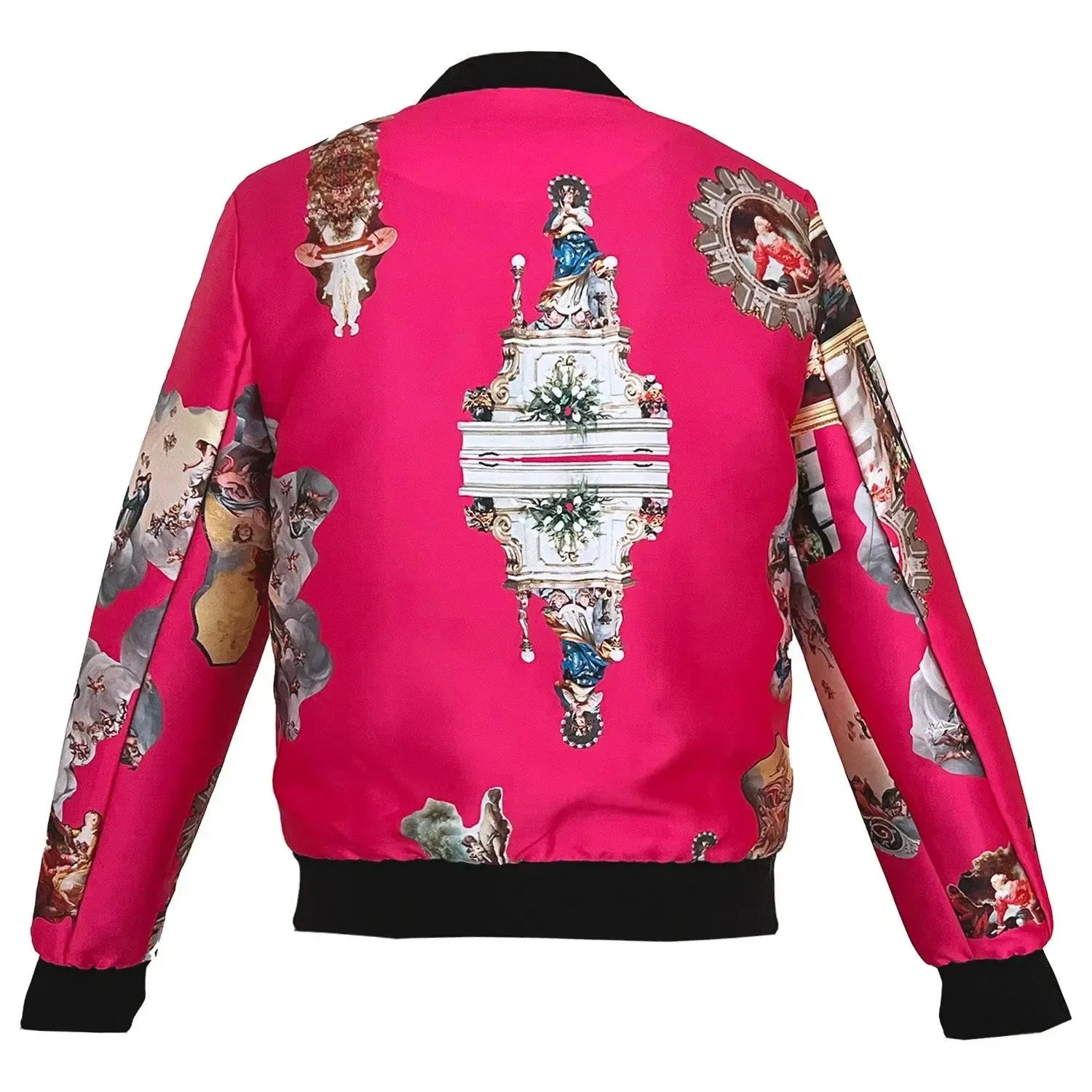 Unisex bomber jacket sicily hot pink printed