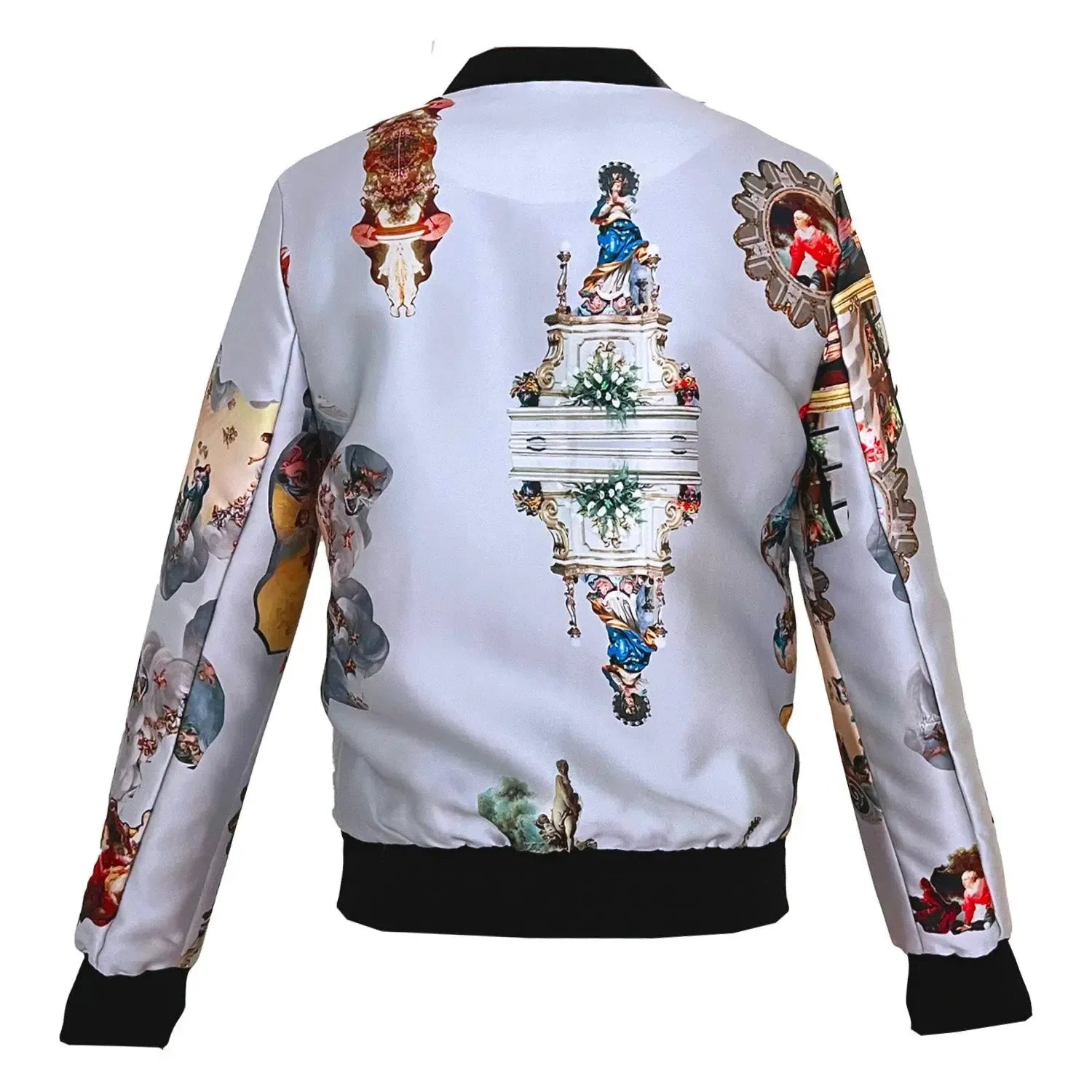 Unisex bomber jacket sicily light grey printed