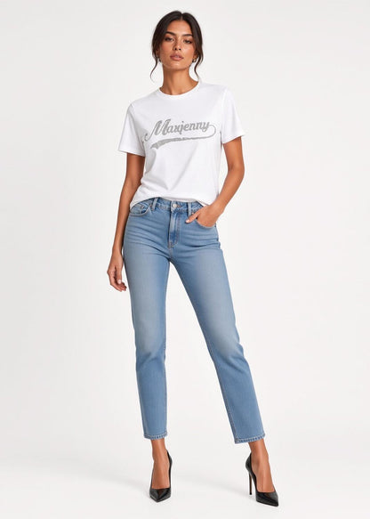 White T-shirt with Swarovski Crystals