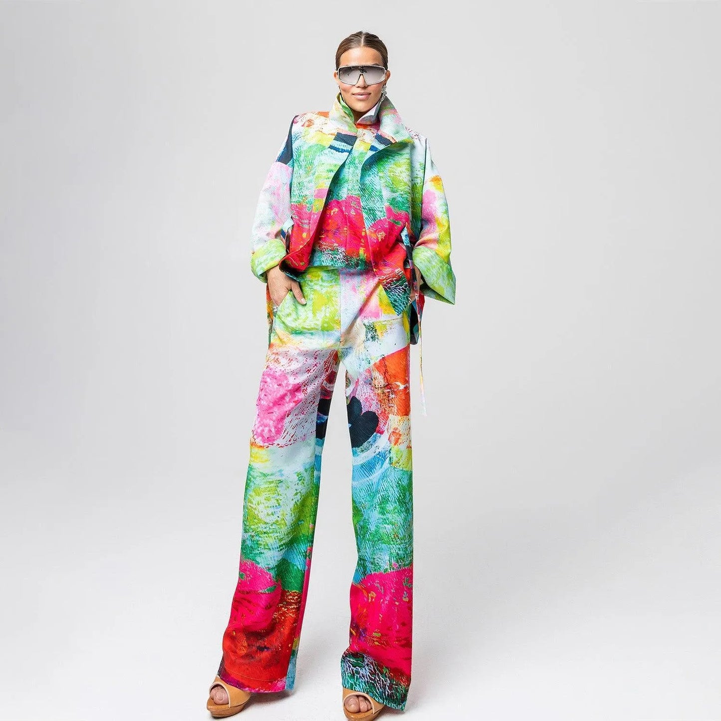 Wide Pants - Mother Pink Red Green