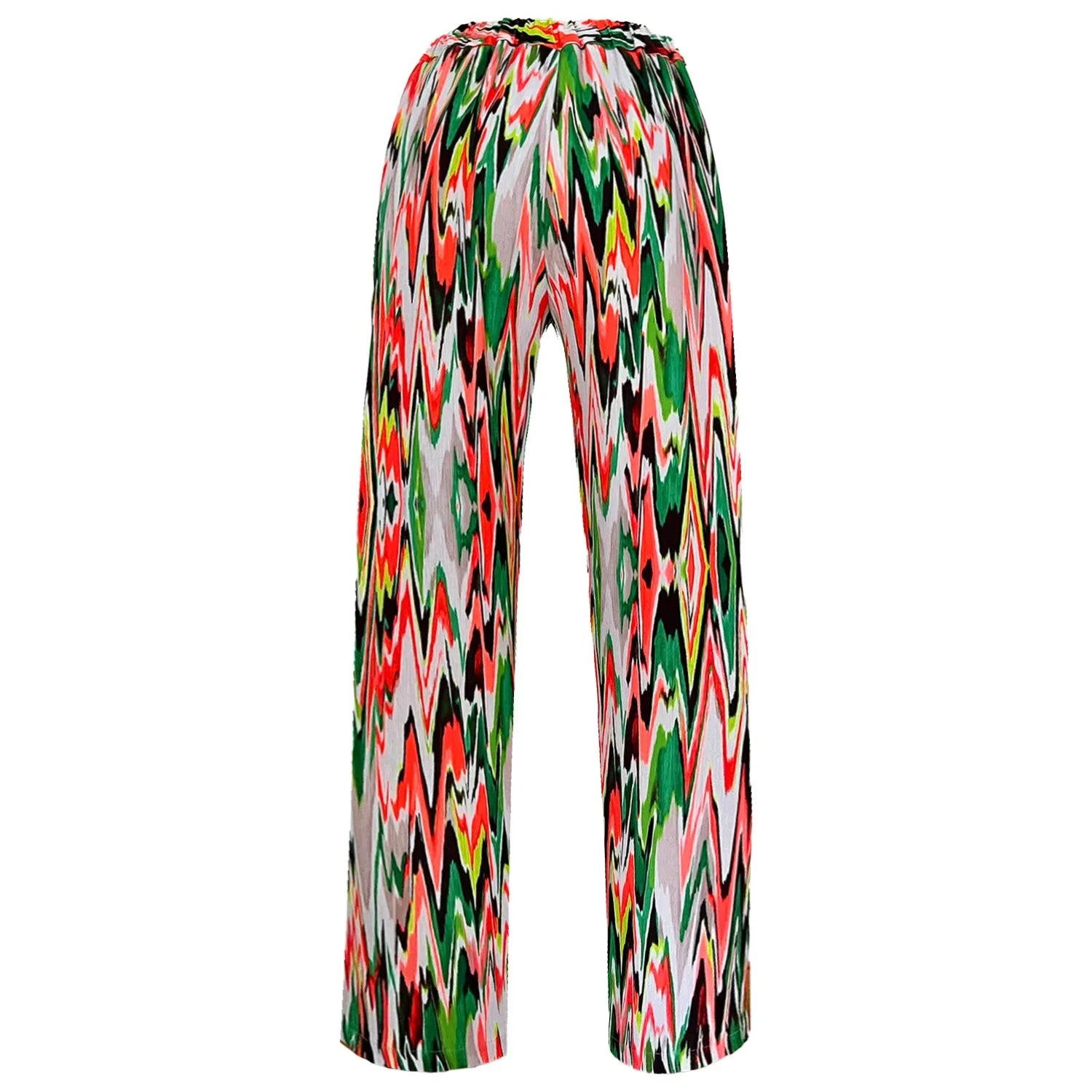 Wide Pants - Zigzag Green Orange