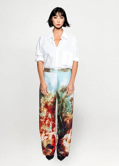 Wide Slouchy Pants - Garden Royal