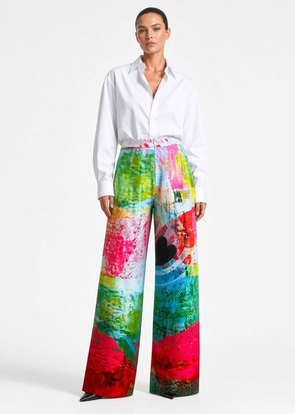 Wide Slouchy Pants - Mother Pink Red Green