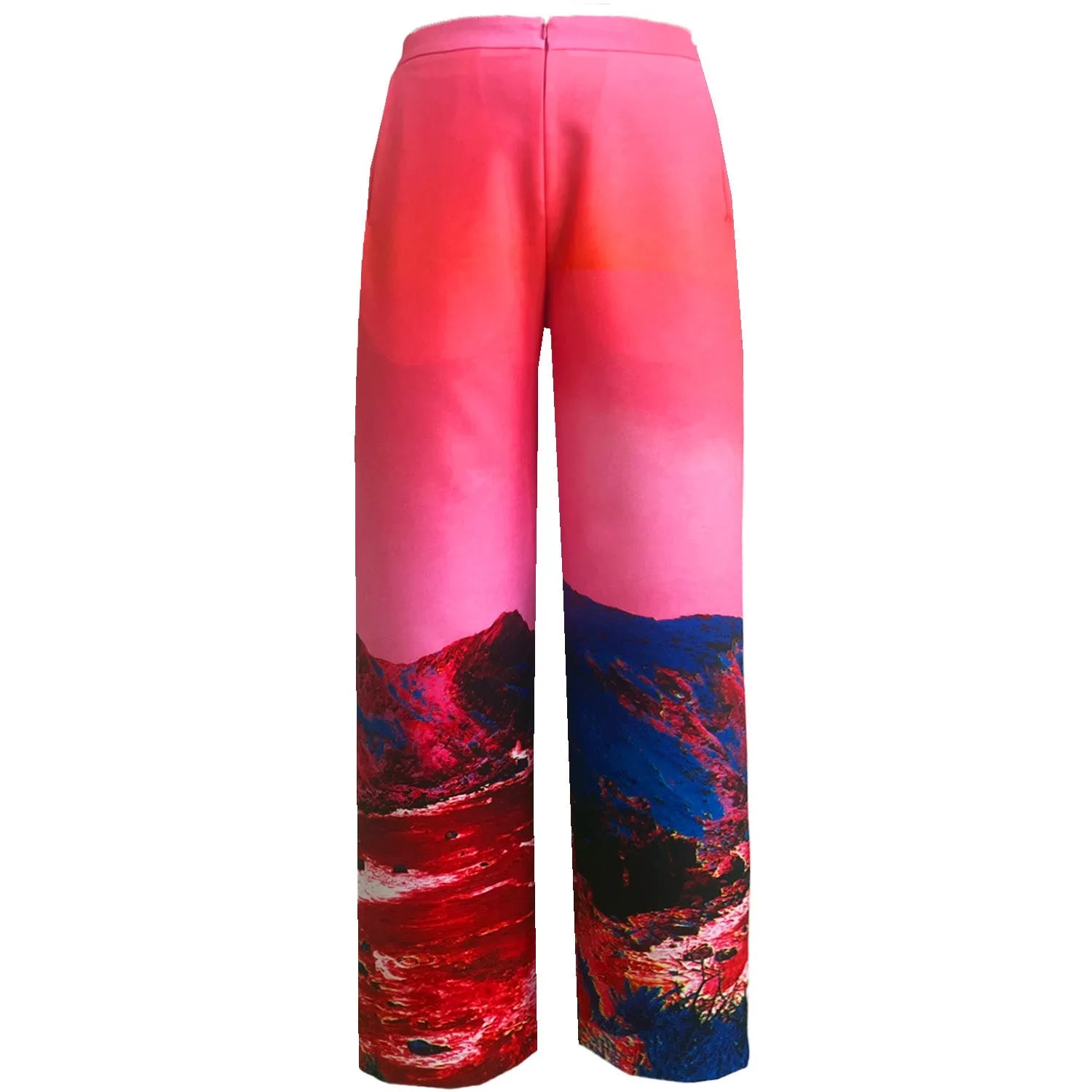 Wide Slouchy Pants - Red Blue Landscape