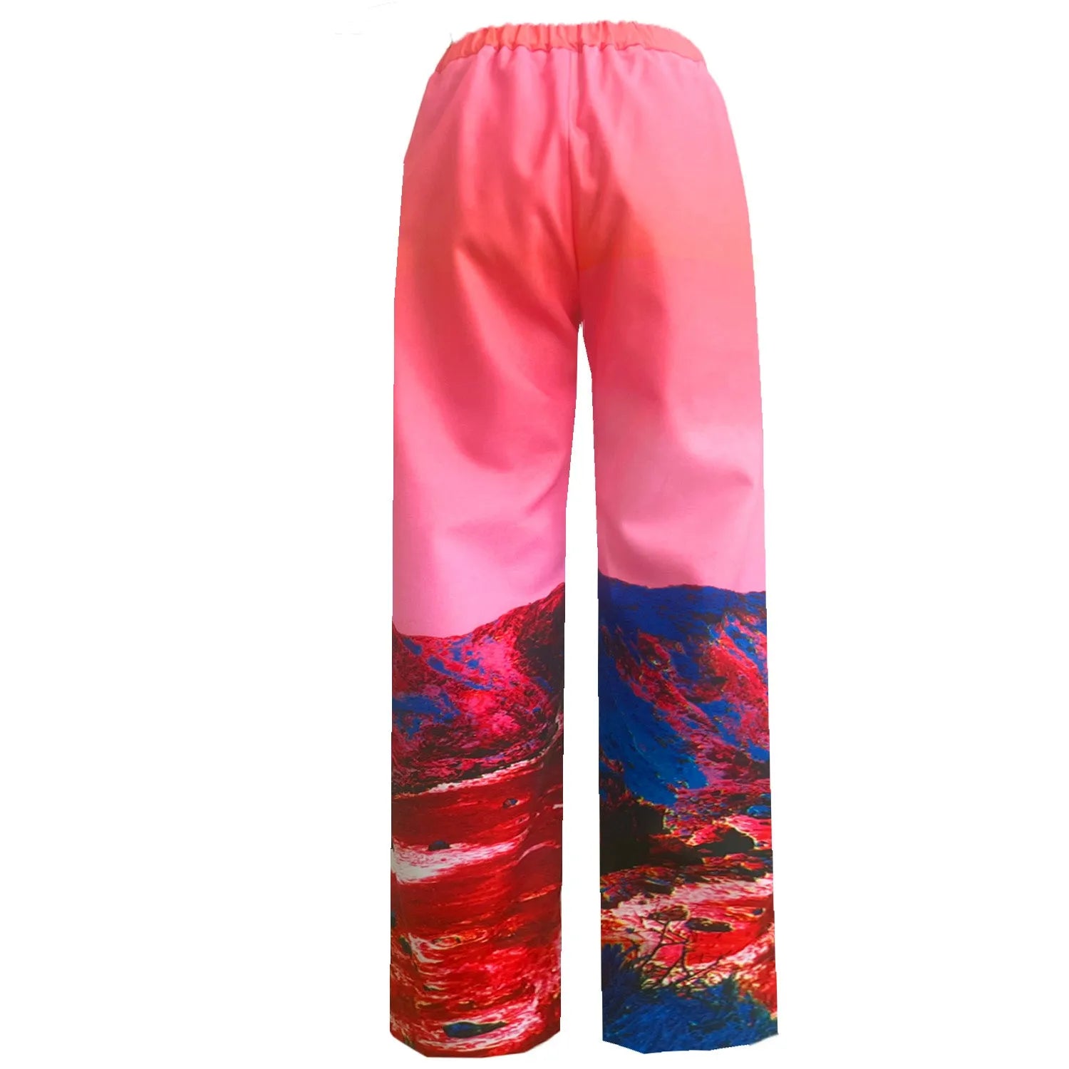 Wide Slouchy Pants - Red Blue Landscape