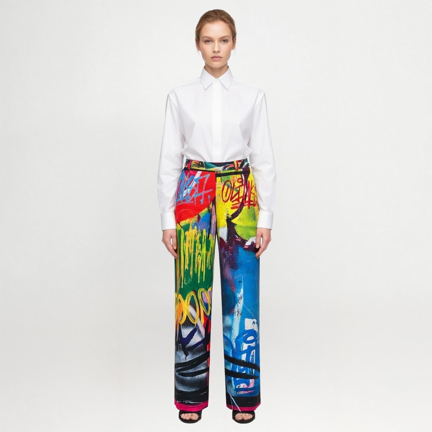 Wide Slouchy Pants - Street Art