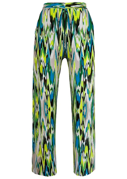 Wide & Slouchy Pants - Zigzag Lime Turquise