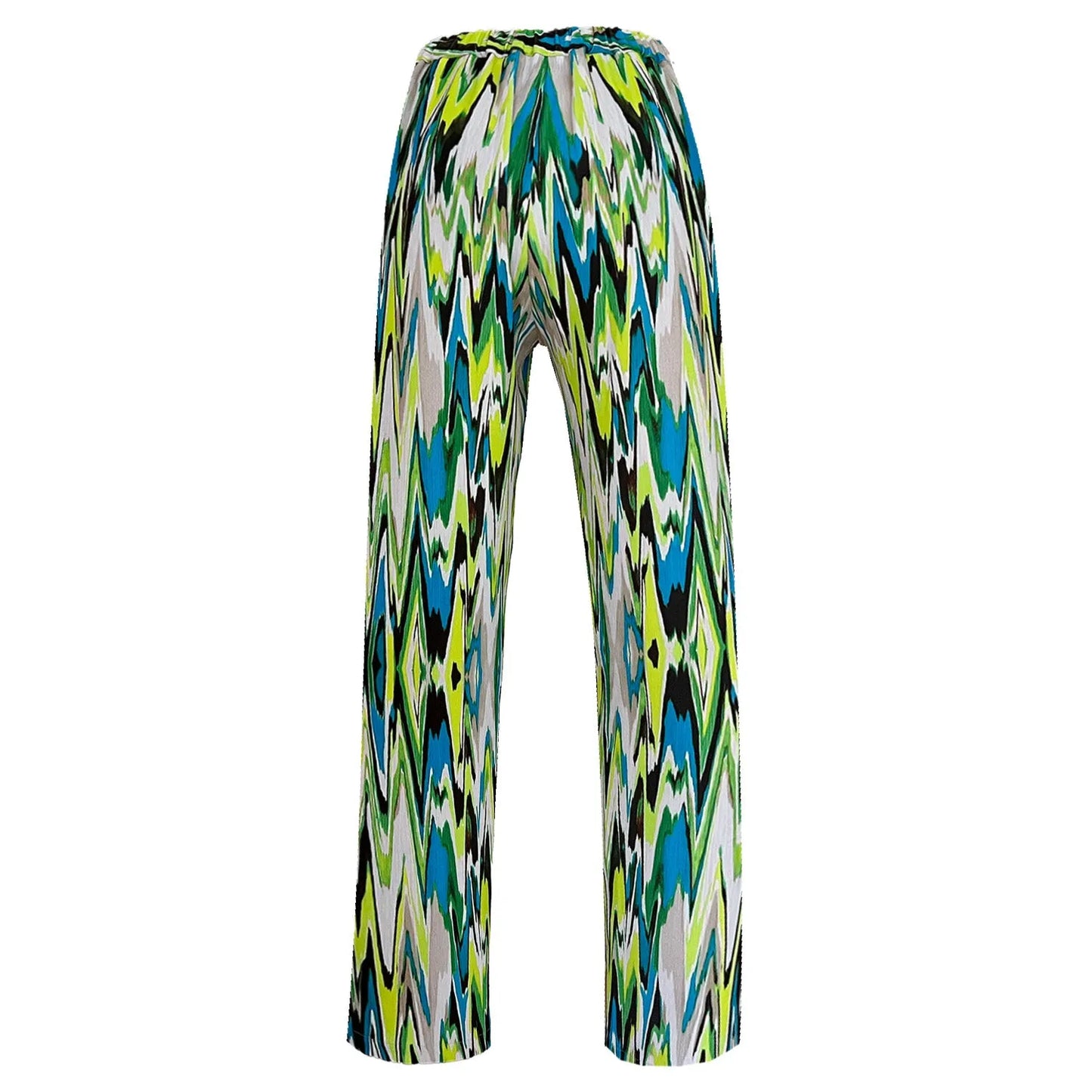 Wide & Slouchy Pants - Zigzag Lime Turquise