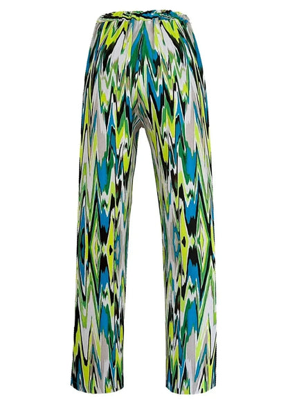 Wide & Slouchy Pants - Zigzag Lime Turquise