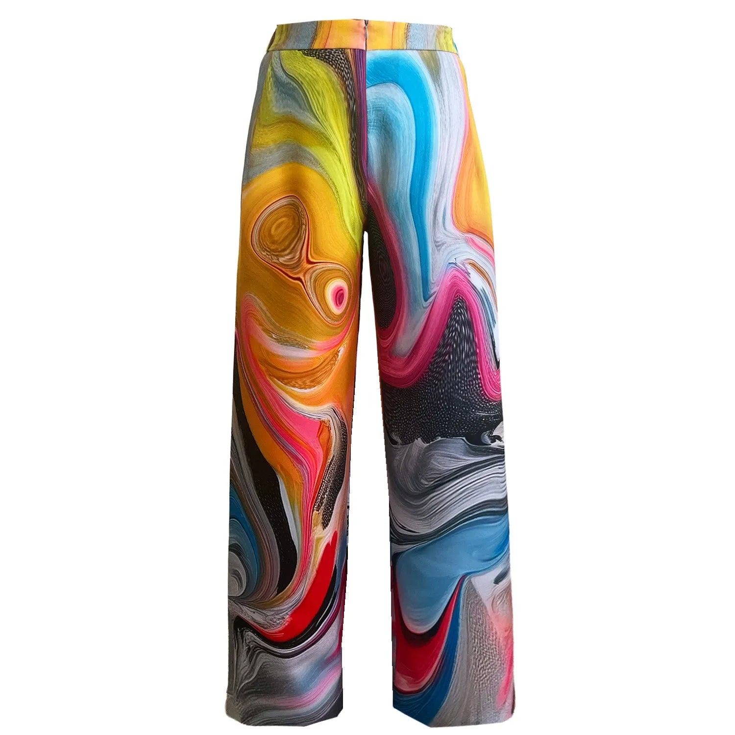 Wide straight pants print liquid flow
