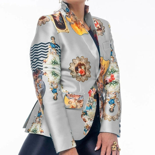Woman´s blazer jacket sicily grey printed