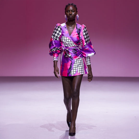 Wrap Mini Dress - Arty Pink Purple