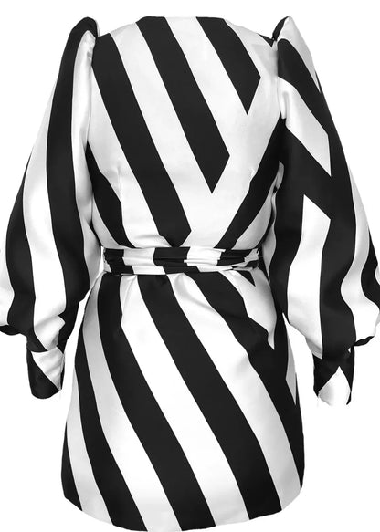 Wrap Mini Dress - Black & White