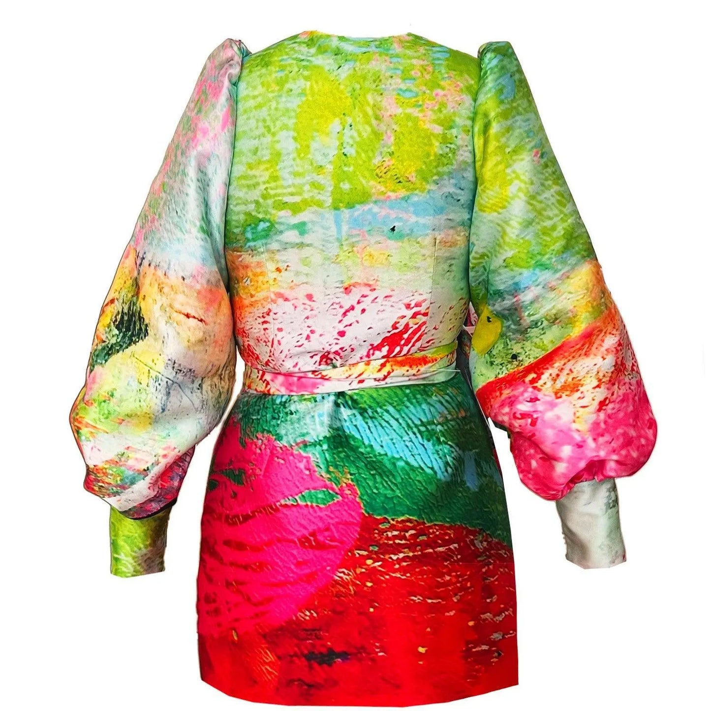 Wrap Mini Dress - Mother Pink Red Green