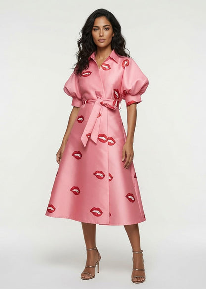 Wrap Shirtdress - Red lips